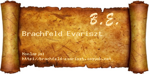 Brachfeld Evariszt névjegykártya